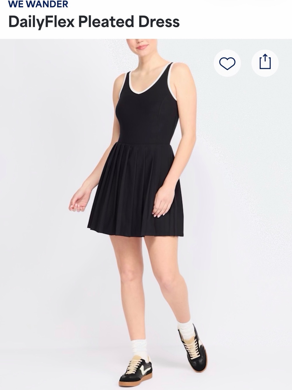 Wander Black Pleated Mini Dress with Contrast Trim